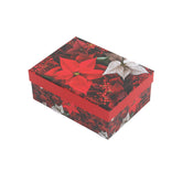 2/3 X-mas Gift Box(14.2*10*5.8CM) with festive red and floral design for holiday gifts.